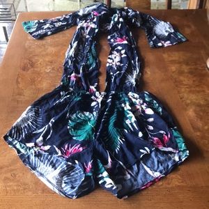 Plunging Deep V Halter top Romper